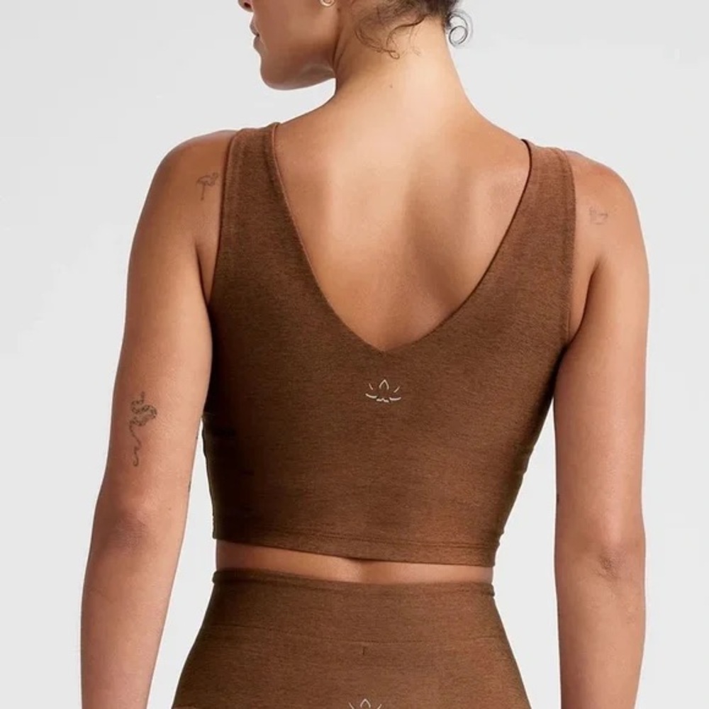 NWOT BEYOND YOGA WOMEN'S SPACEDYE GOOD DAY CROPPED TANK $74 MSRP BROWN